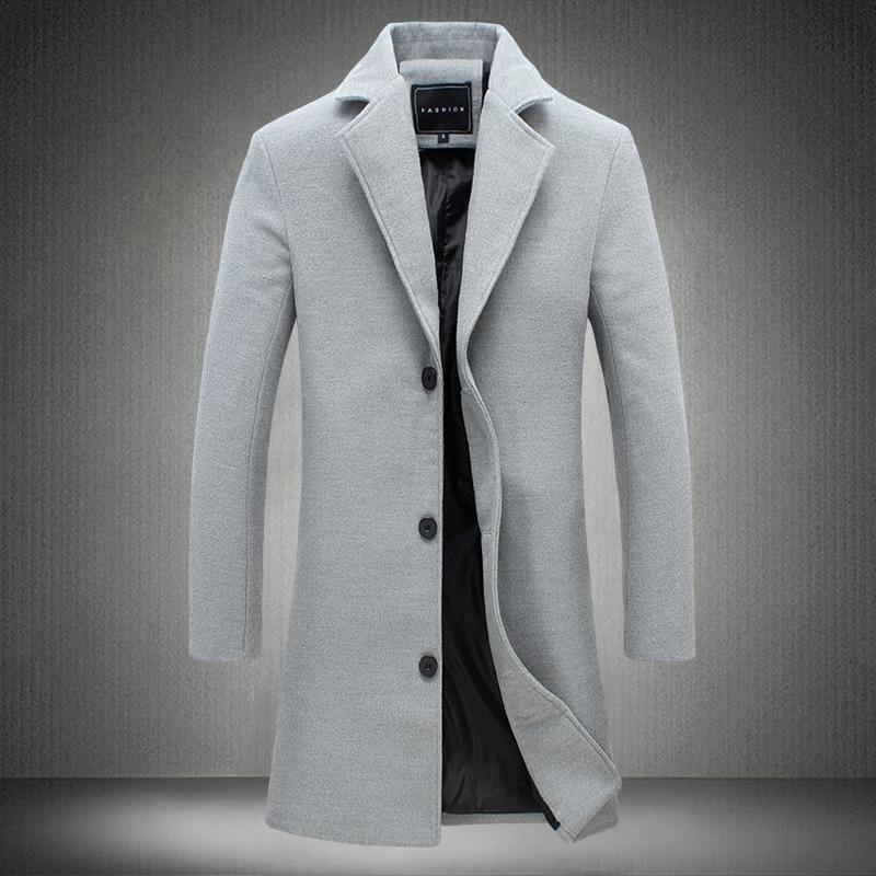 1619941652272 Autumn And Winter New Mens Solid Color Casual Business Woolen Coats - Image 5
