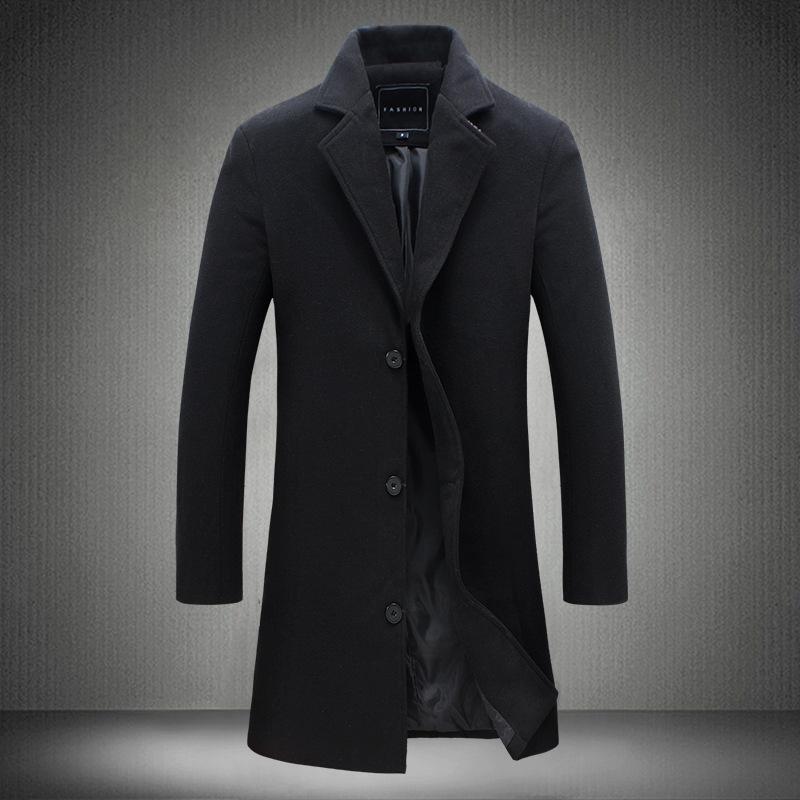 6525306751192 Autumn And Winter New Mens Solid Color Casual Business Woolen Coats - Image 3